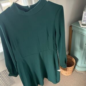 Ann Taylor Teal Long-Sleeve Dress